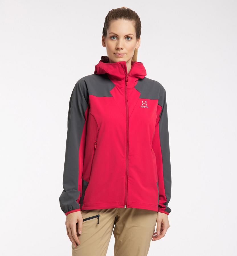 Haglöfs Morän Softshell Jacket Red/Black For Womens NZSKC1495 Australia